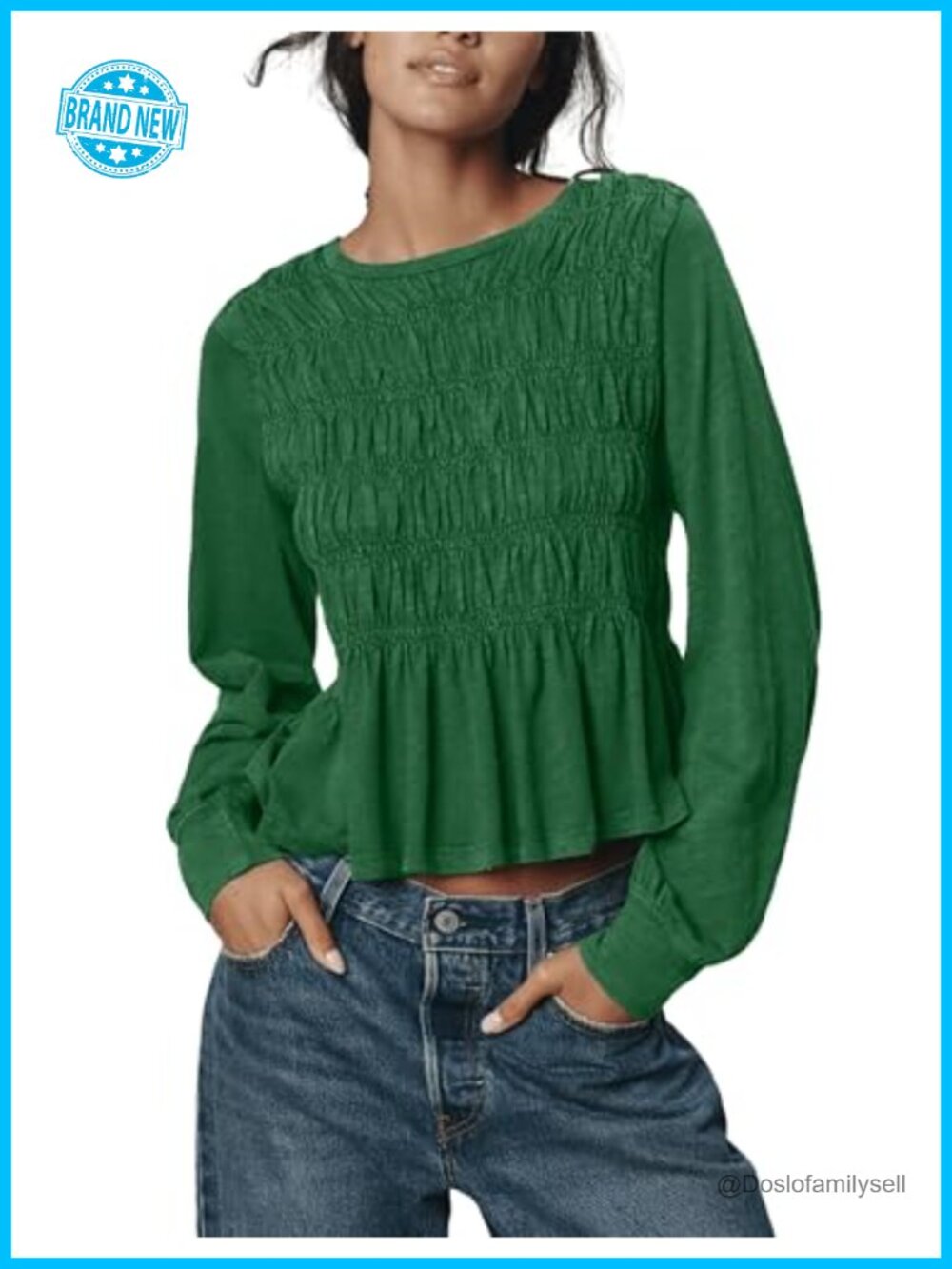 Women's Peplum Babydoll Blouse Long Sleeve Flowy Tiered Top